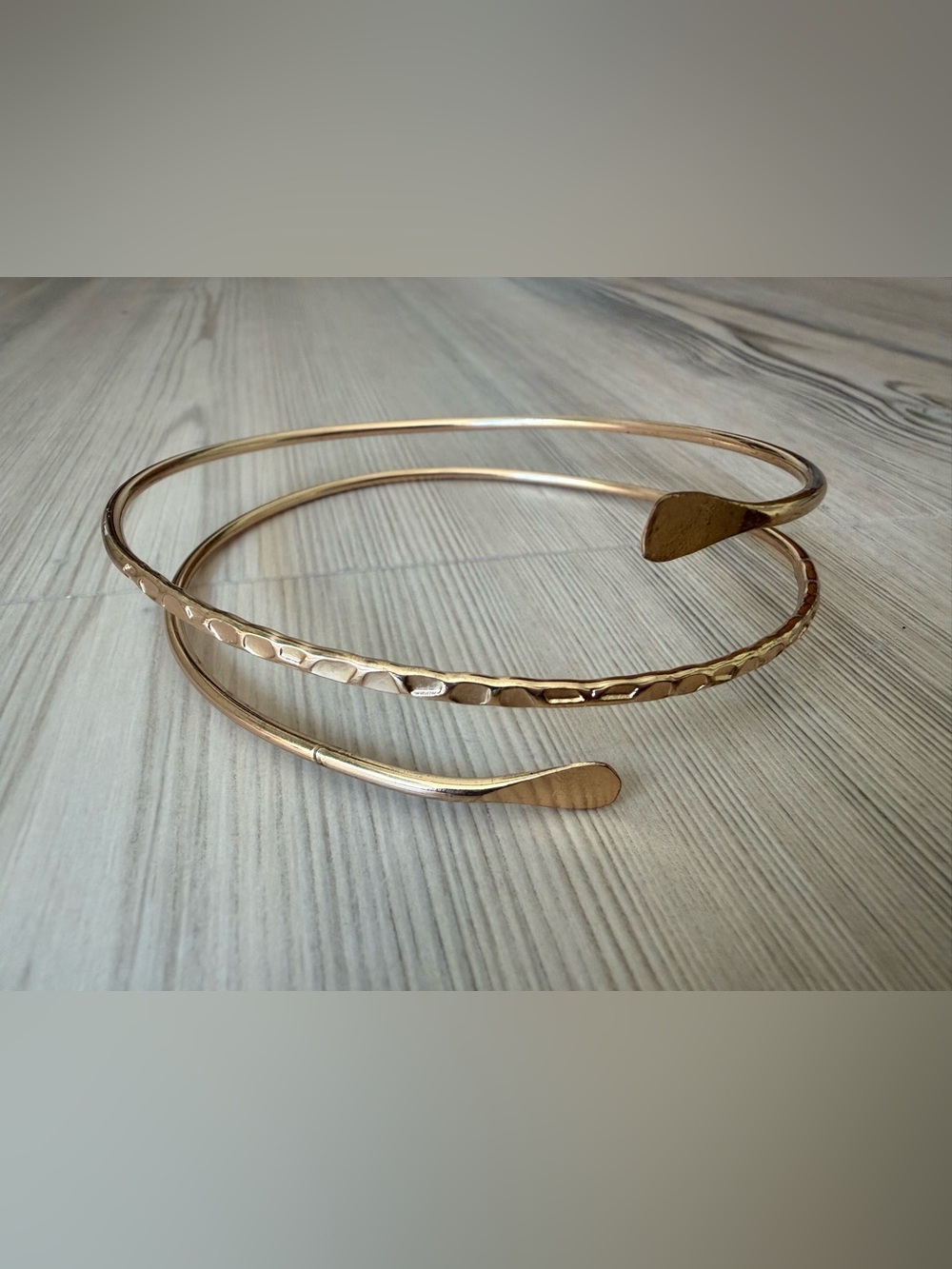 Gold-Tone Hammered Layered Upper Arm Cuff - Women Accessories